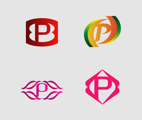 Set Of Alphabet Symbols And Elements Of Letter P, such a logo

