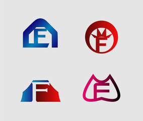 Set of letter F logo icons design template elements. Collection of vector signs.
