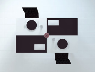 vase and the spoons on the table, 3d