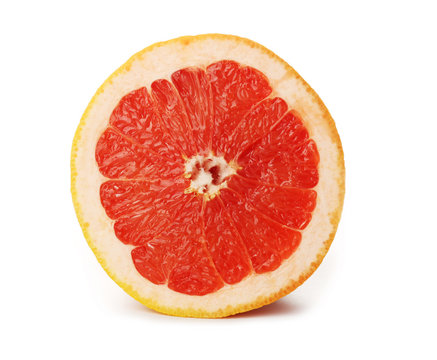 Juicy sliced grapefruit isolated on white background