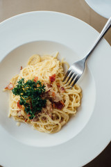 spaghetti on the dish