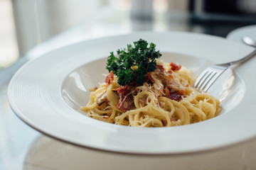 spaghetti on the dish
