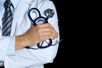 Male medicine therapeutist doctor hands crossed on his chest