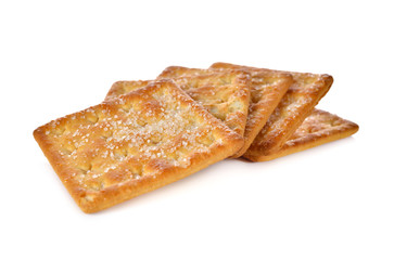 pile of sugar crackers on white background