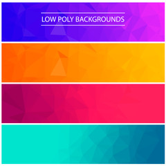 Set of low poly backgrounds.Design elements in vector.