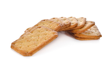 pile of coconut crackers on white background