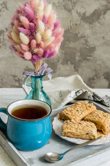 Fresh sweet puff pastry