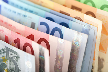 Set of different euro banknotes, background - obrazy, fototapety, plakaty