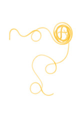 Cooked spaghetti, isolated on white