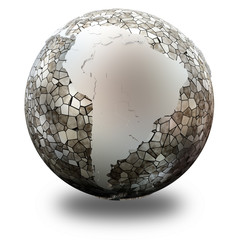 South America on metallic Earth