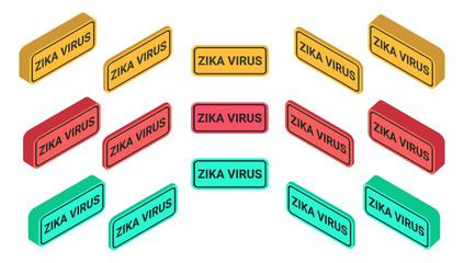 Zika Virus alert message in red, orange, yellow shape.