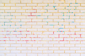 White painted brick wall masonry surface