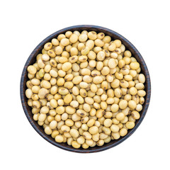 Soybean in bowl isolated onwhite background