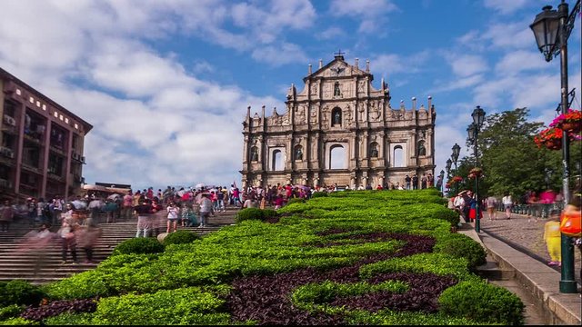  The landmark of Macau: The ruins of St.Paul Cathedral in Macau, China 
