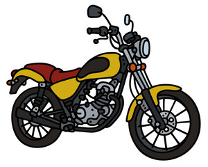 Obraz premium Yellow motorbike / Hand drawing, vector illustration
