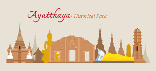 Ayutthaya, Historical Park, Thailand, World Heritage, Travel, Tourist Attraction - obrazy, fototapety, plakaty