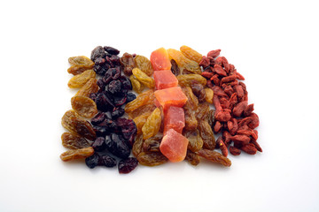 Dried fruits isolated on white
