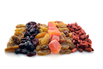 Dried fruits isolated on white

