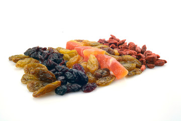 Dried fruits isolated on white
