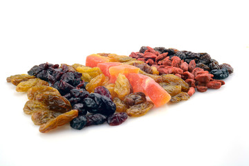 Dried fruits isolated on white
