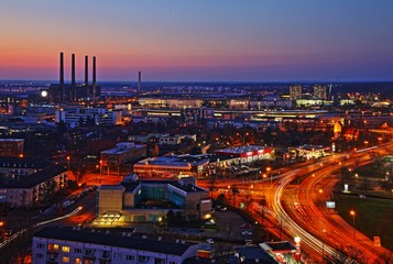 Fototapeta na wymiar Wolfsburg sykline by night