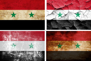 Syria flag collection. 4 different flags on white background
