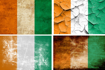 Ivory coast flag collection. 4 different flags on white backgrou