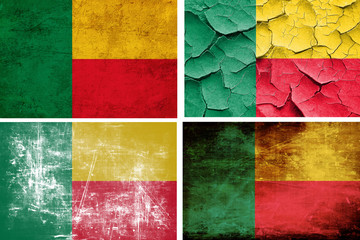 Benin flag collection. 4 different flags on white background