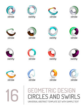 Set of abstract swirls and circles, logo collection