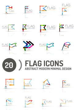 Flag icon logo set, linear design