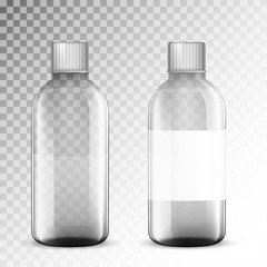 Vector Blank Glass Medical Bottle. Isolated on White Background