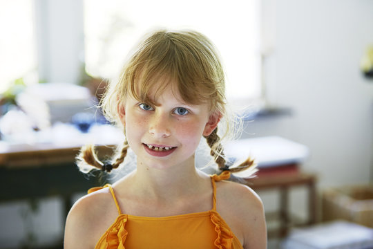 Portrait of girl with freckles