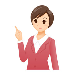 女性　指差し　ポーズ