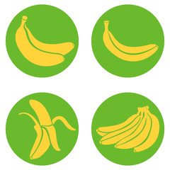 Vector Set of Circle Green Banana Icons. © nikiteev