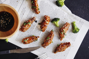 Korean sauce fried chicken wing
