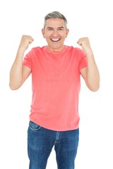 Excited man showing his happiness 