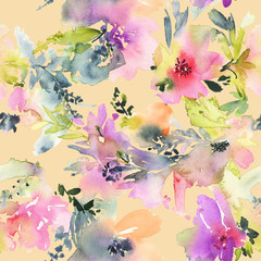 Obraz na płótnie Canvas Abstract watercolor flowers