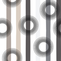 Cute vector geometric seamless pattern . Polka dots and stripes. Brush strokes. Hand drawn grunge texture. Abstract forms. Endless texture can be used for printing onto fabric or paper