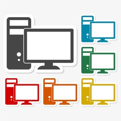 Multicolored paper stickers - Desktop computer icon