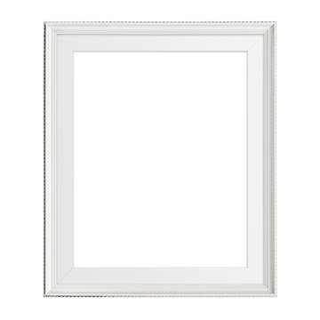 White blank frame isolated on white background.