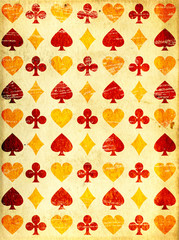 Grunge background with paper texture and playing cards symbol