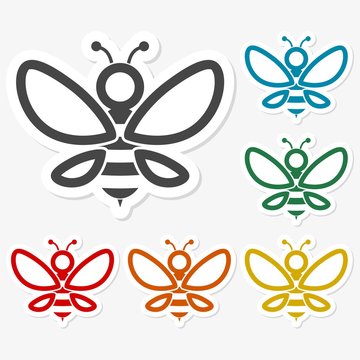 Multicolored paper stickers - Bee icon