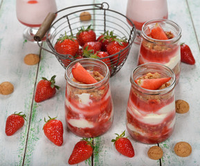 Dessert with strawberries and whipped cream