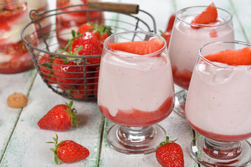 Strawberry mousse in a glass