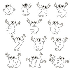 Set of Figures from 0 to 12 colorful. 