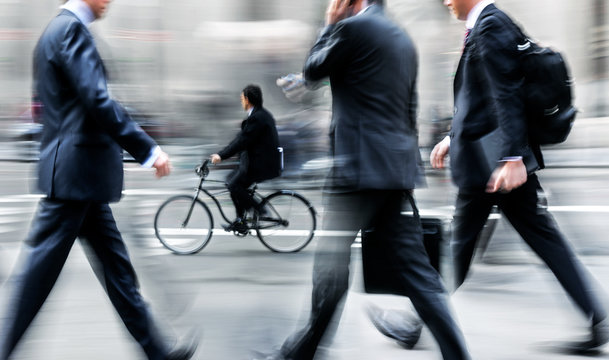 group of business people in the street