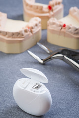 Teeth mold with dental forceps and floss