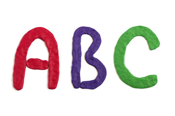 Handmade plasticine letters, A,B,C