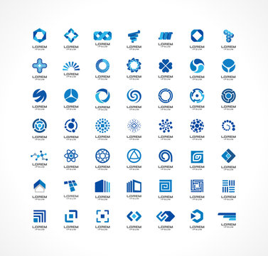 Set of icon design elements. Abstract ideas for business company. Finance, communication, eco, technology, science and medical concepts. Pictograms for corporate identity template. Vector
