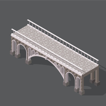 recommend clip art: Isometric drawing of a stone bridge